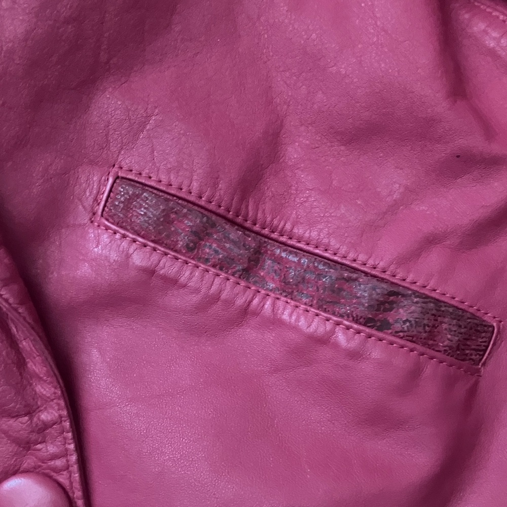 Vintage Red Leather Blazer Cropped - Picture 4 of 7